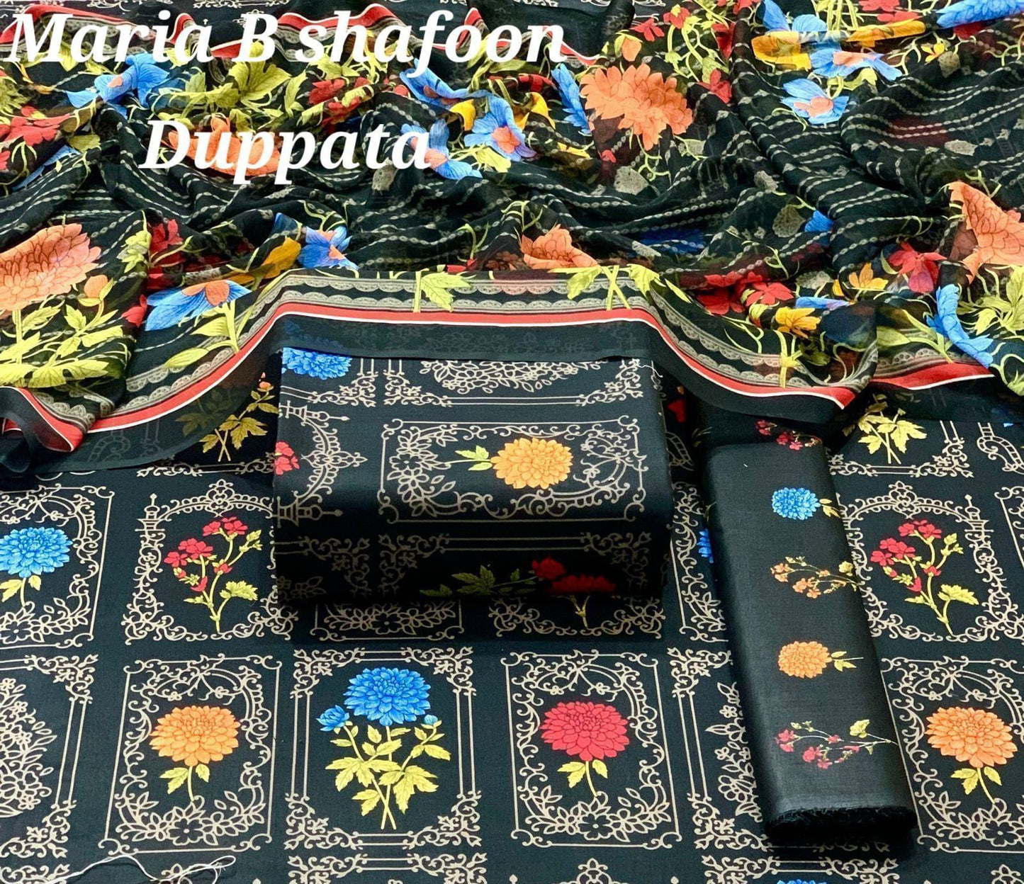 MARIA.B & BAROQUE Inspired 3-Piece Lawn Unstitched Suit – Digital Printed | Premium Fabric