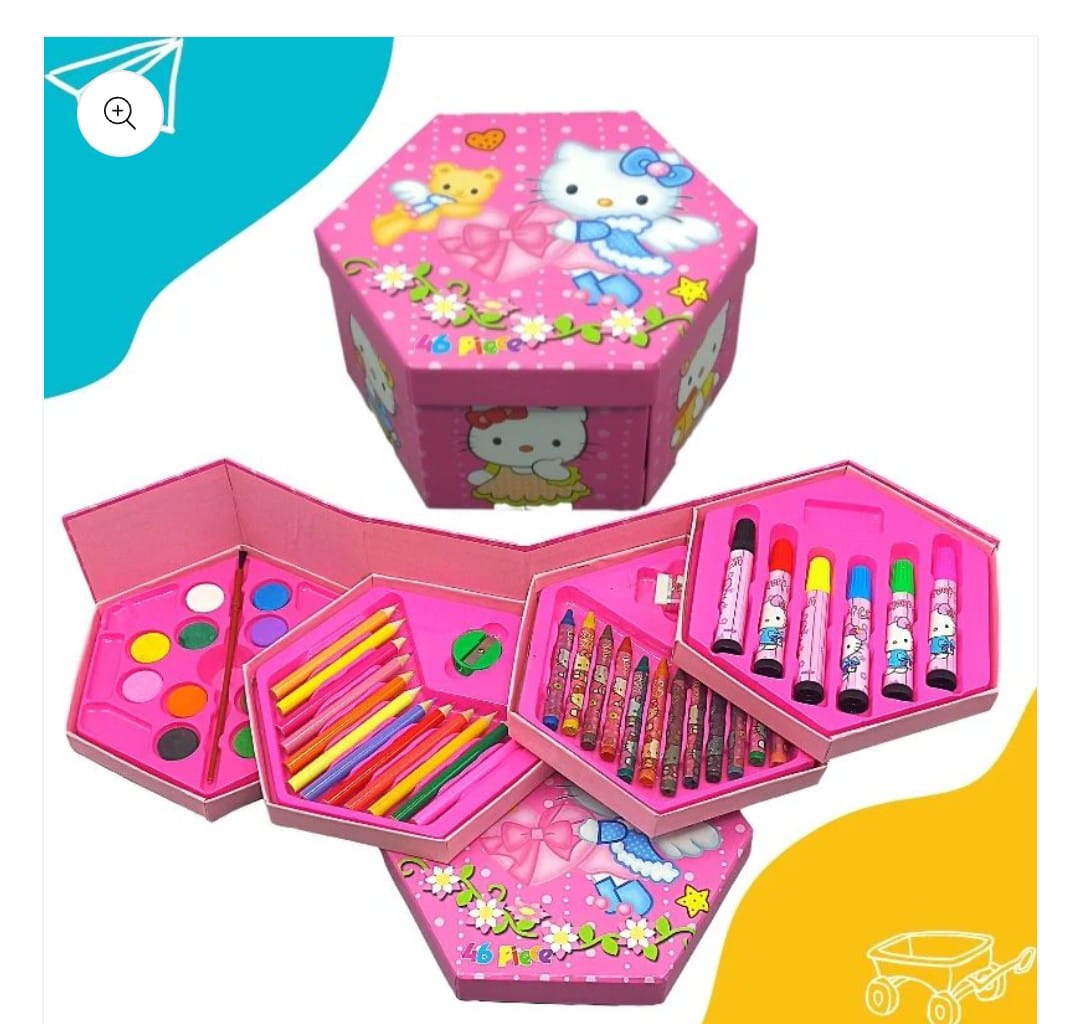 46-Piece Kids' Art Set – Disney/Cartoon Character Painting & Colouring Kit (Random Design & Color)
