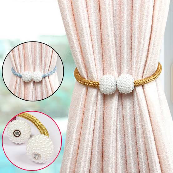 Curtain Buckle Magnetic Clip Bead Curtain Tie Back Hanging Ball Curtain (1 Pair) – (random Color)