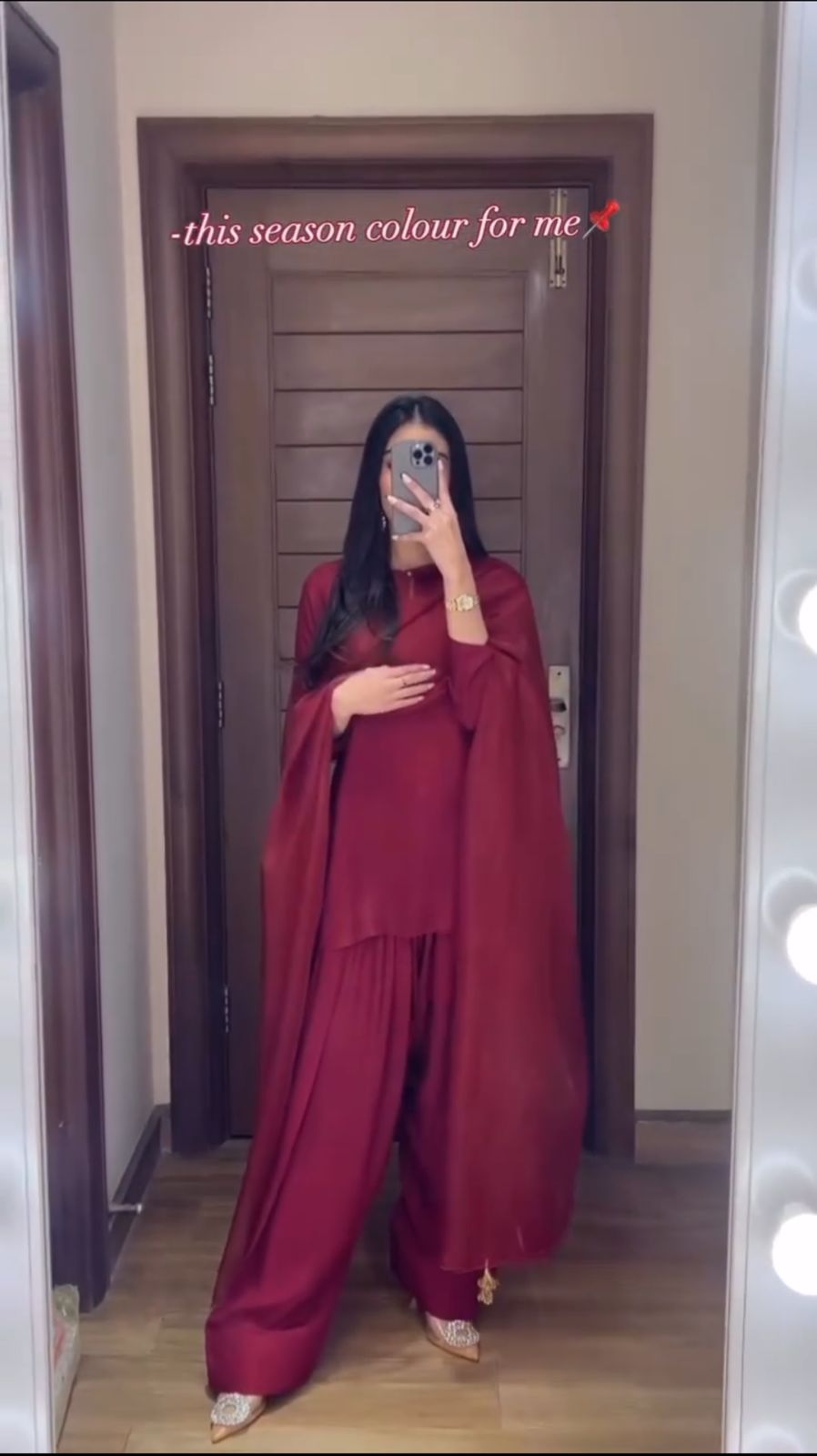 Farshi Shalwar – 3 Piece Set | Short Silk