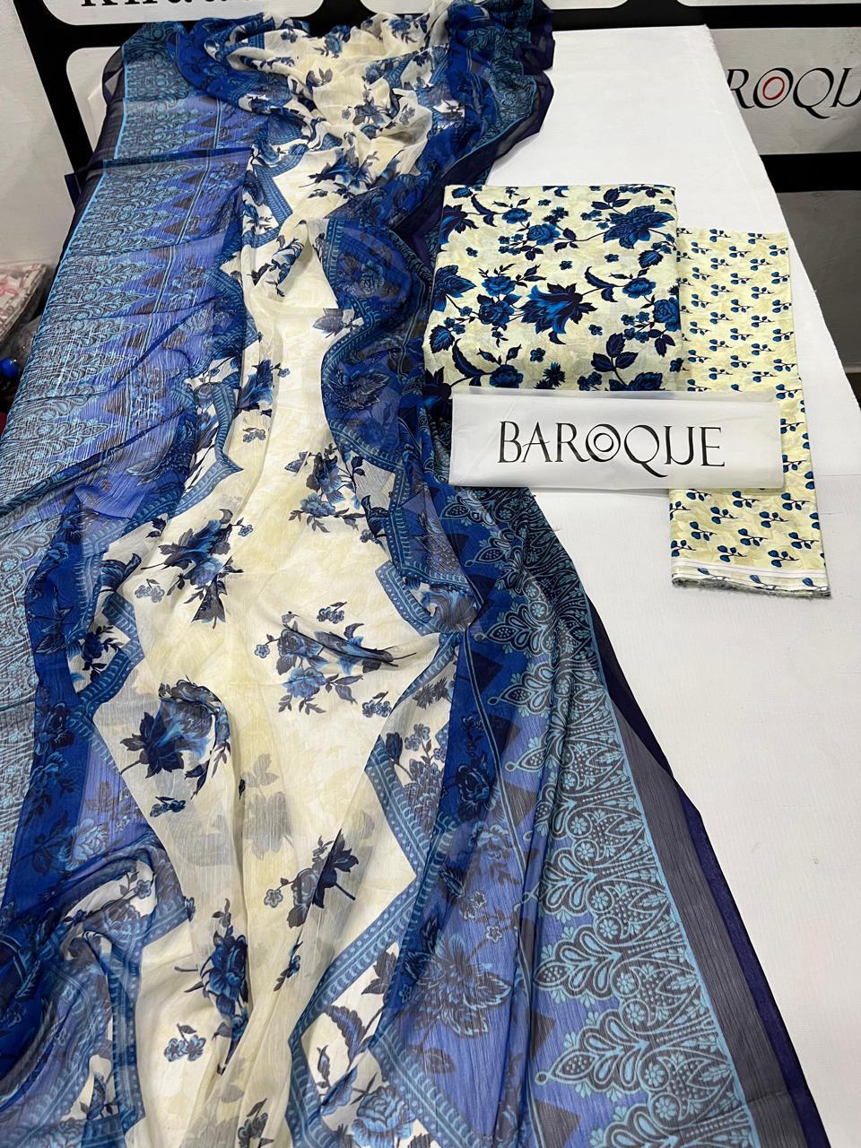 MARIA.B & BAROQUE Inspired 3-Piece Lawn Unstitched Suit – Digital Printed | Premium Fabric