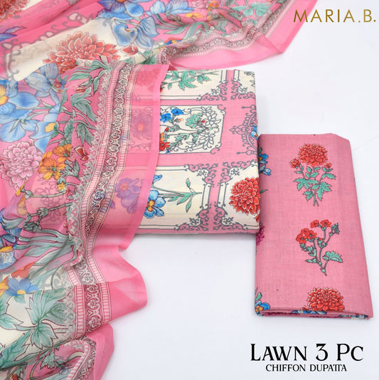 MARIA.B & BAROQUE Inspired 3-Piece Lawn Unstitched Suit – Digital Printed | Premium Fabric