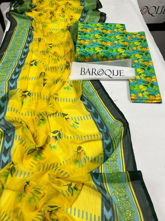 Baroque Inspired - Premium Lawn 3 Piece Suit (Unstitched)
