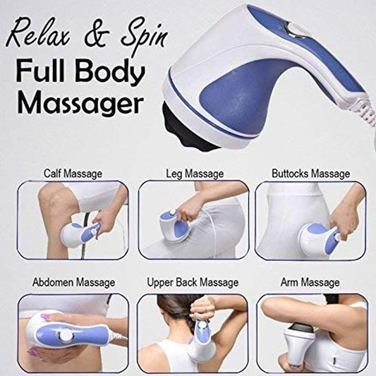 4 In 1 Relax & Spin Tone Vibration Electric Massager | Electronic Relax & Spin Body Massager With Different Heads ( Random Color )