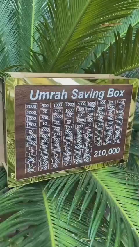 Umrah Saving Box – Box For Umrah Saving | Umrah Saving Box – Best Quality Umrah Saving Box – Umrah Saving Box Dark Brown, Wooden Money Box for Umrah – 210,000